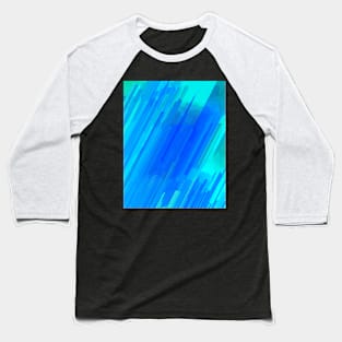 Abstract Bright Cyan Stripes on Blue Baseball T-Shirt